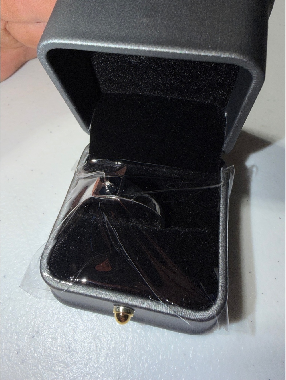 Sterling Silver 925 Black Stone Ring with Box